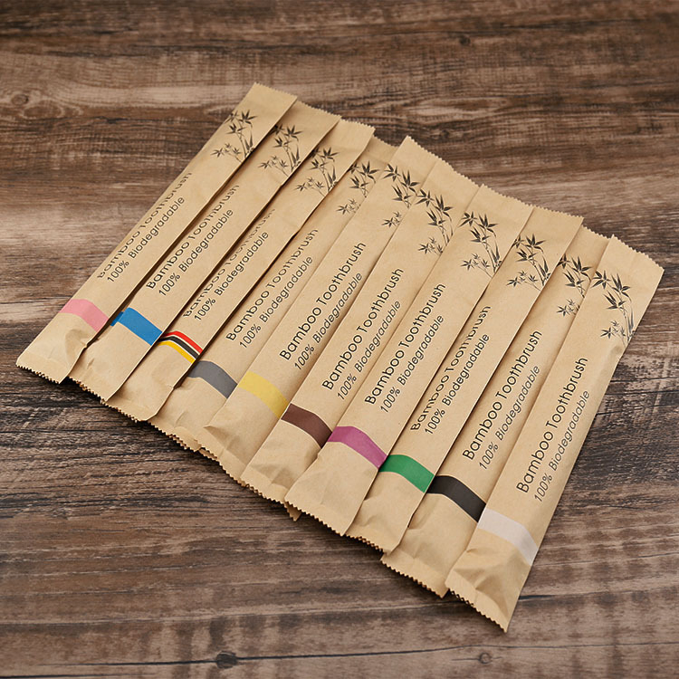 Bamboo Toothbrush with Paper Eco-Friendly Pack, Paper Box Pack Biodegradable Toothbrush Bamboo Brush Manufacture