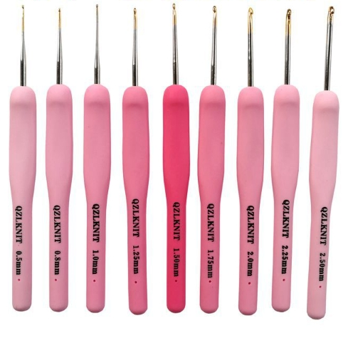 Hot 9PCS/Set Pink Aluminum Crochet Hooks Set Crochet Needle Case