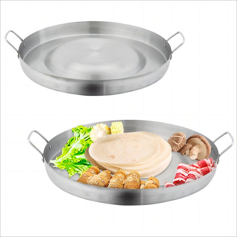 Daosheng Factory Supply Outdoor Cooking Tortillas Stainless Steel Mexico Taco Frying Pan Concave Convex Griddle Pan