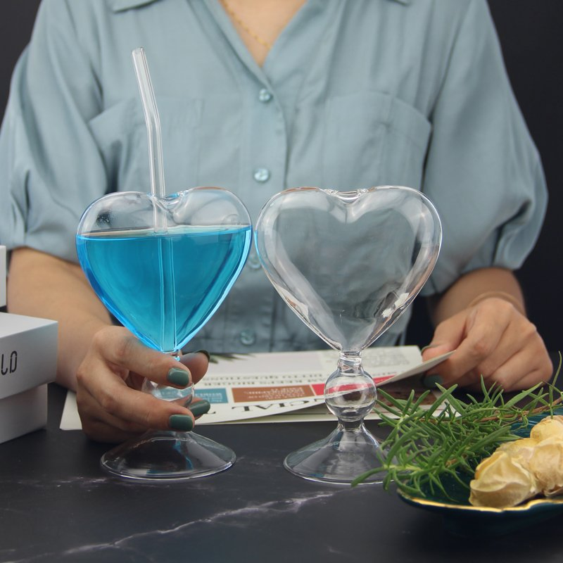 Heart Shape Goblet Glass Wine Cup for Valentine's Day