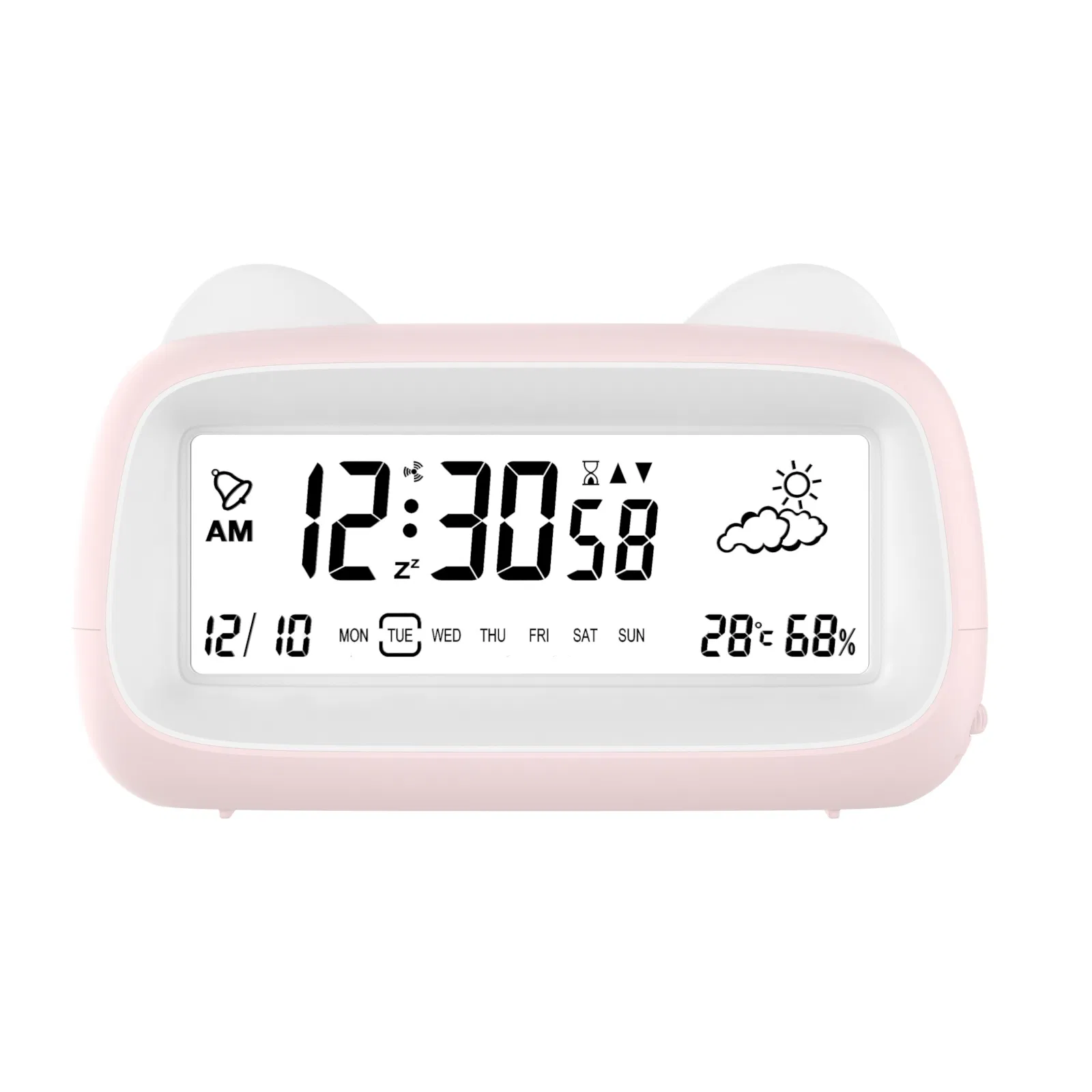 Large Screen Display Cute Timer Soft Light User-Friendly Temperature and Humidity Calendar Exquisite Alarm Clock