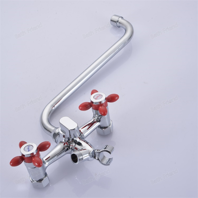 Wall Hanging Bath Mixer Tap Russia Feature Long Spout Design Zinc Alloy