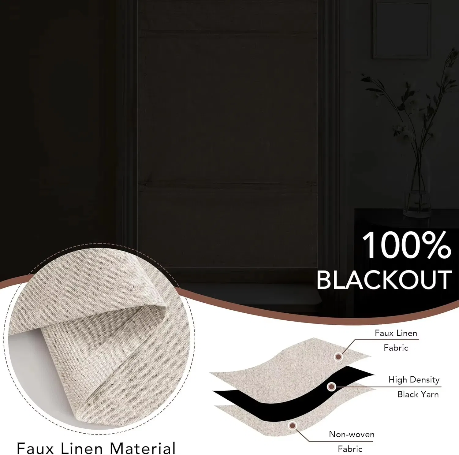 100% Blackout Polyester French Door Roman Indoor Privacy Window Blind