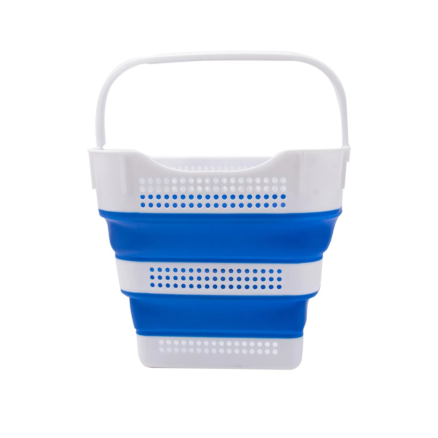 26L Blue Portable Plastic Collapsible Foldable Clothing Storage Basket, Bathroom Laundry Cleaning