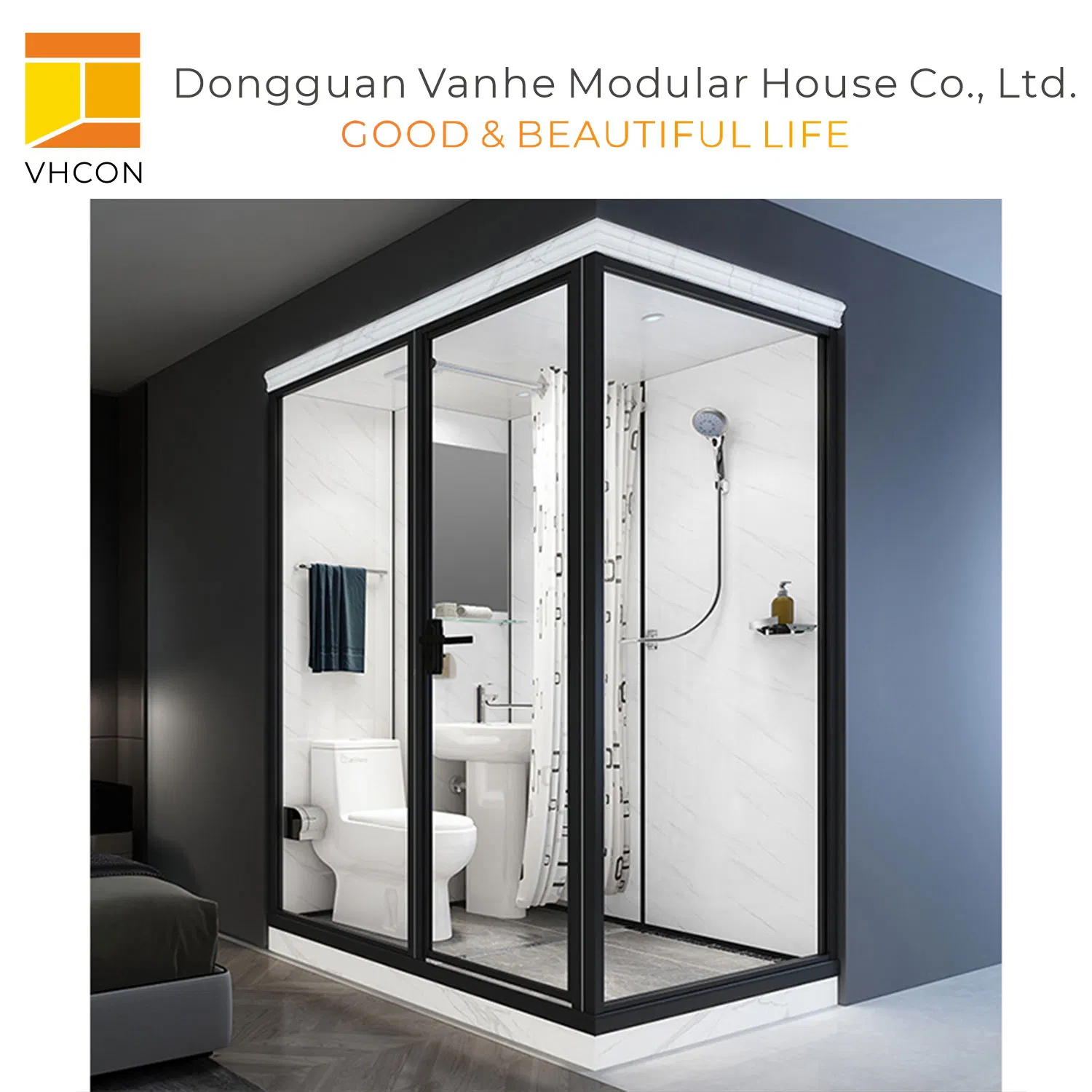 High Quality RV Modular Portable Luxury Building Hotel Glass Door Design Prefabricated Big Modular Shower Bathroom Pods with Toilet