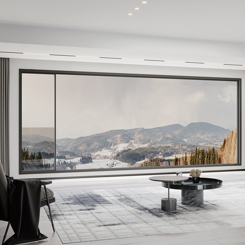 Panoramic View Narrow Frame /Frameless Security Aluminium Sliding Window Customization