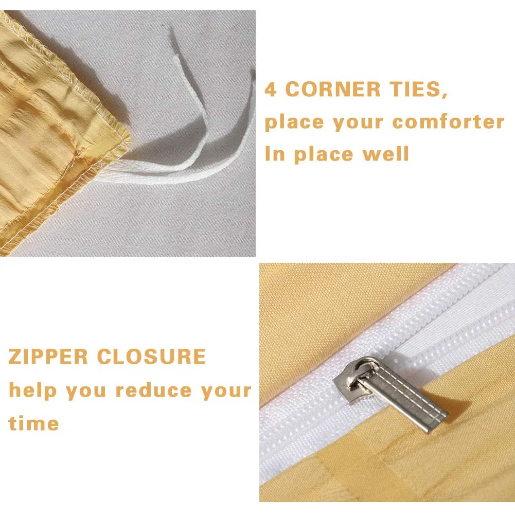 Machine Washable Washed Microfiber Seersucker 4 PCS King & Queen Size Duvet Cover Set for Home