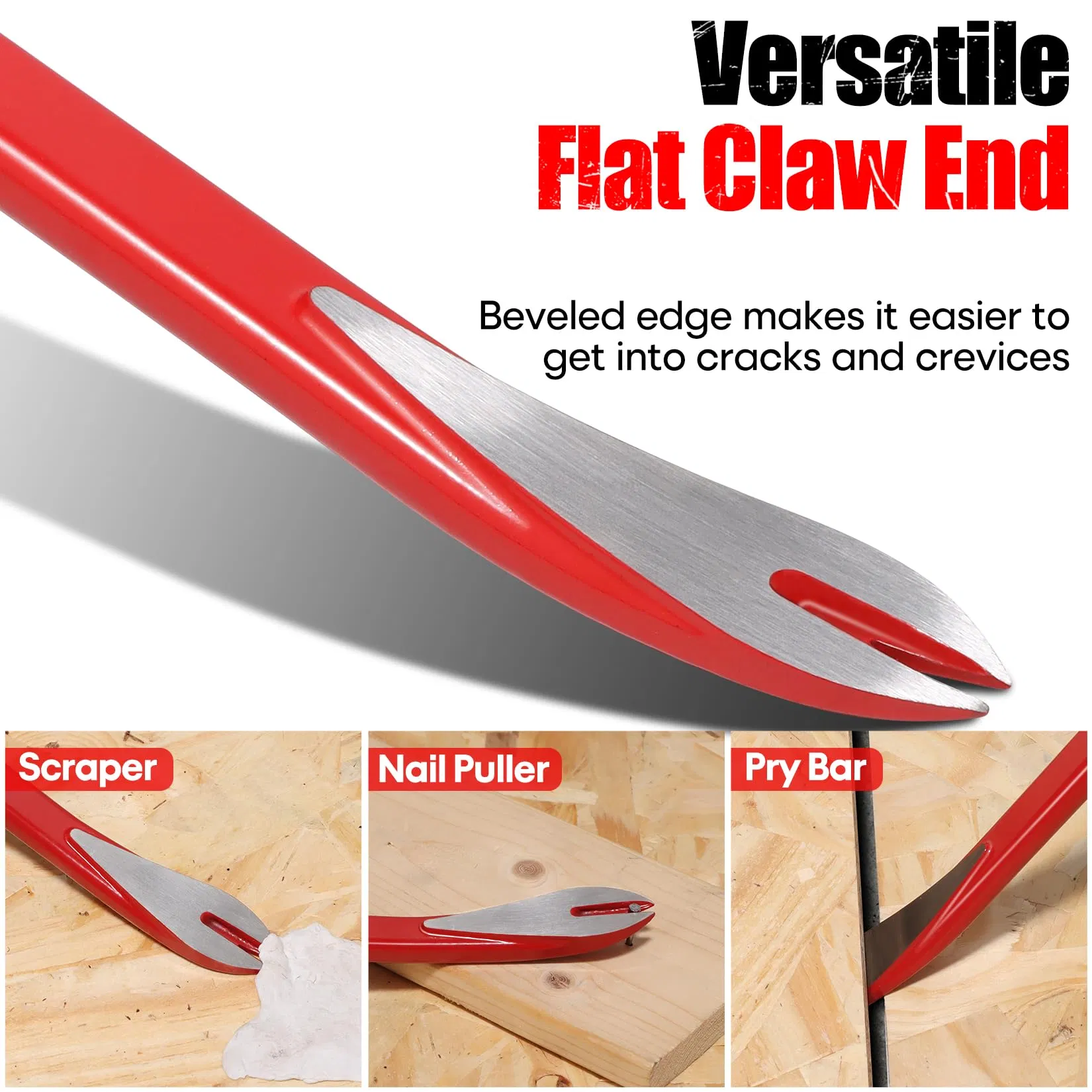 3-Piece Nail Puller Tool Set, 12"10" 8" Heavy Duty & Mini Cats Paw Pry Bar High Carbon Steel Crowbar Tool for Home Remoldling