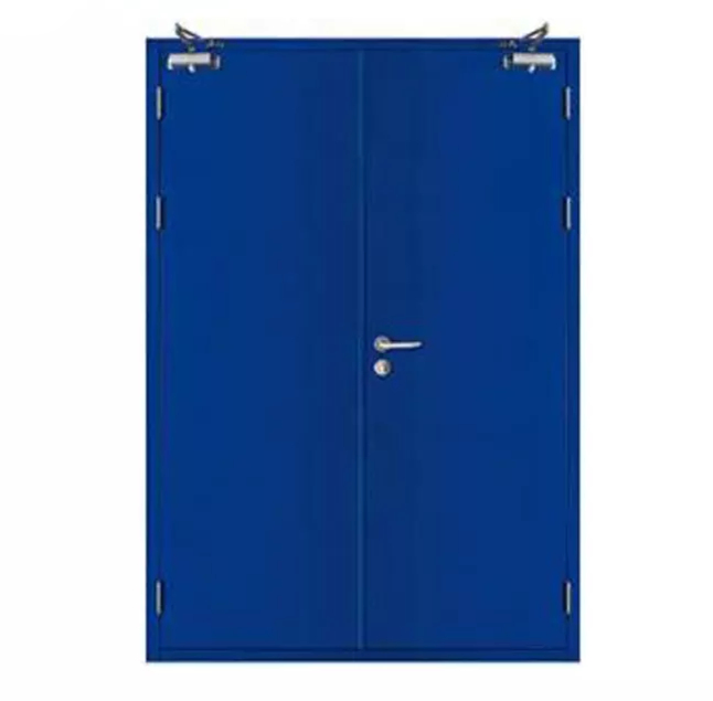 Self-Closed Mild Steel Fire Rated Exit Doors Commercial Building Anti Fire Metal Doors with Door Closer