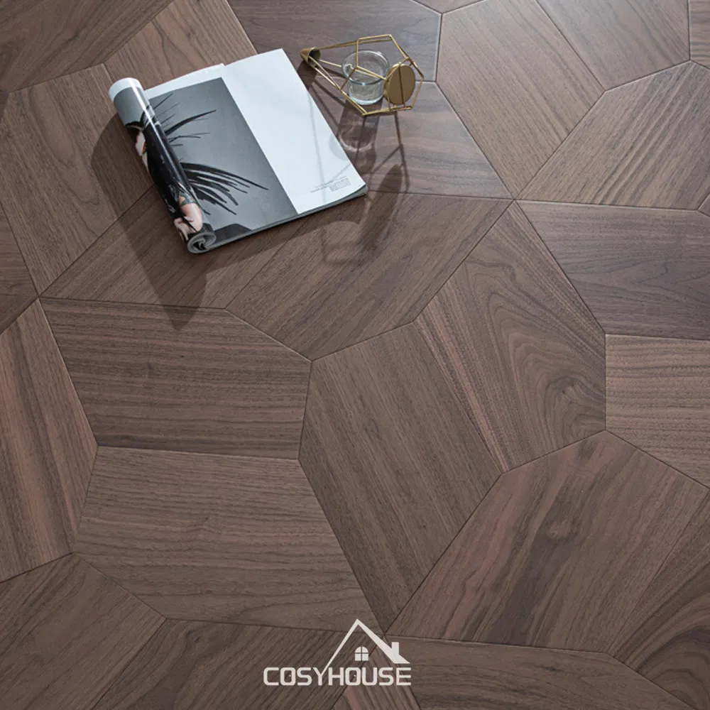 Contemporary Walnut Parquet Engineered Wood Flooring for Upscale Apartments