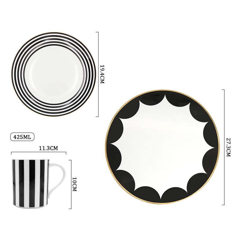 Gold Western Complete Dinnerware Luxury Dinner Set Bone China Luxury