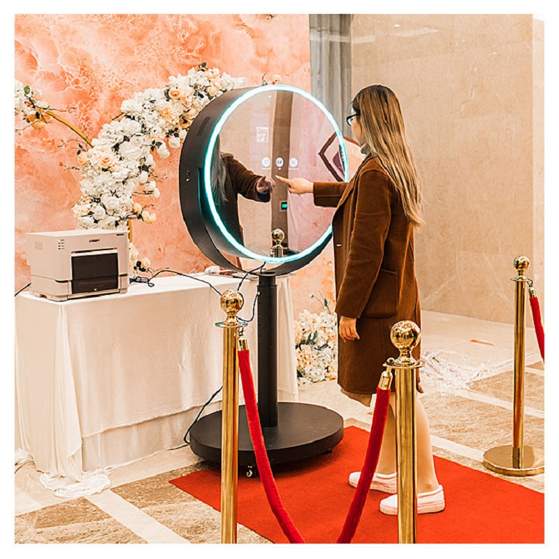 Customized Beauty Mirror Booth Round Oval Selfie Mirror Photo Booth with 23.8" Touch Screen