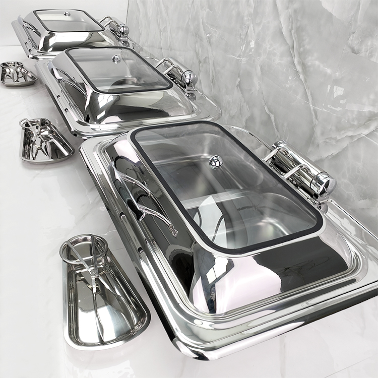 Sliver Electric Heating Stainless Steel Chafing Dish Buffet Food Warmer Buffet Stove for Hotel