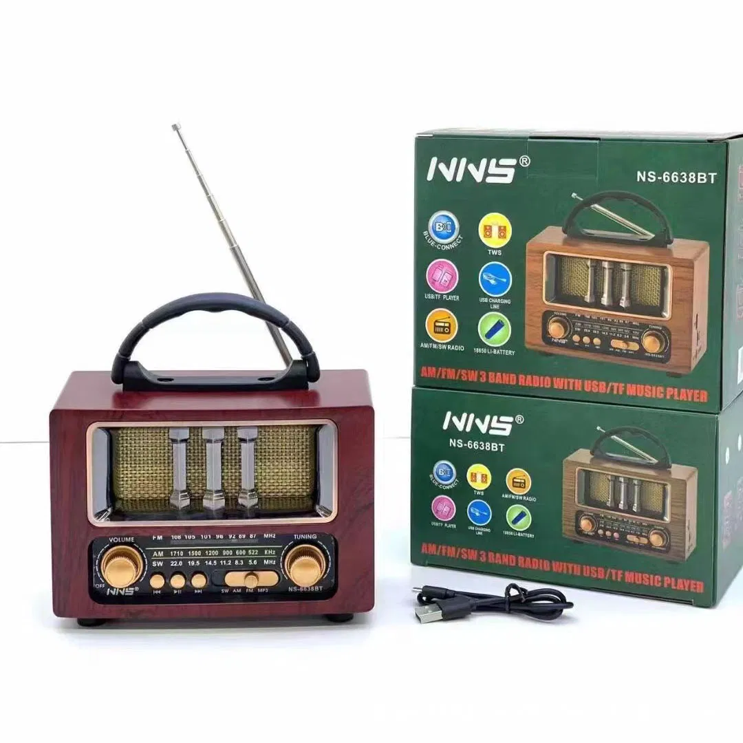 Ретро радио NS-6638BT с Bluetooth, деревянный корпус