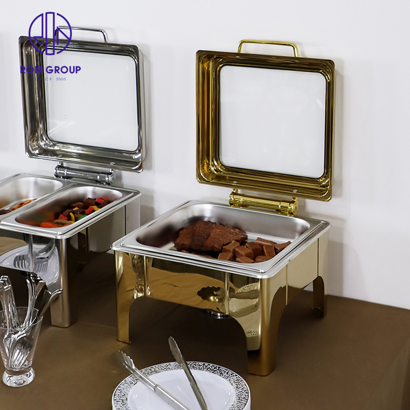 Wholesales Price Stainless Steel Gold Buffet Stove Food Warmer Dining Pot for Hotel Restaurant Wedding Party