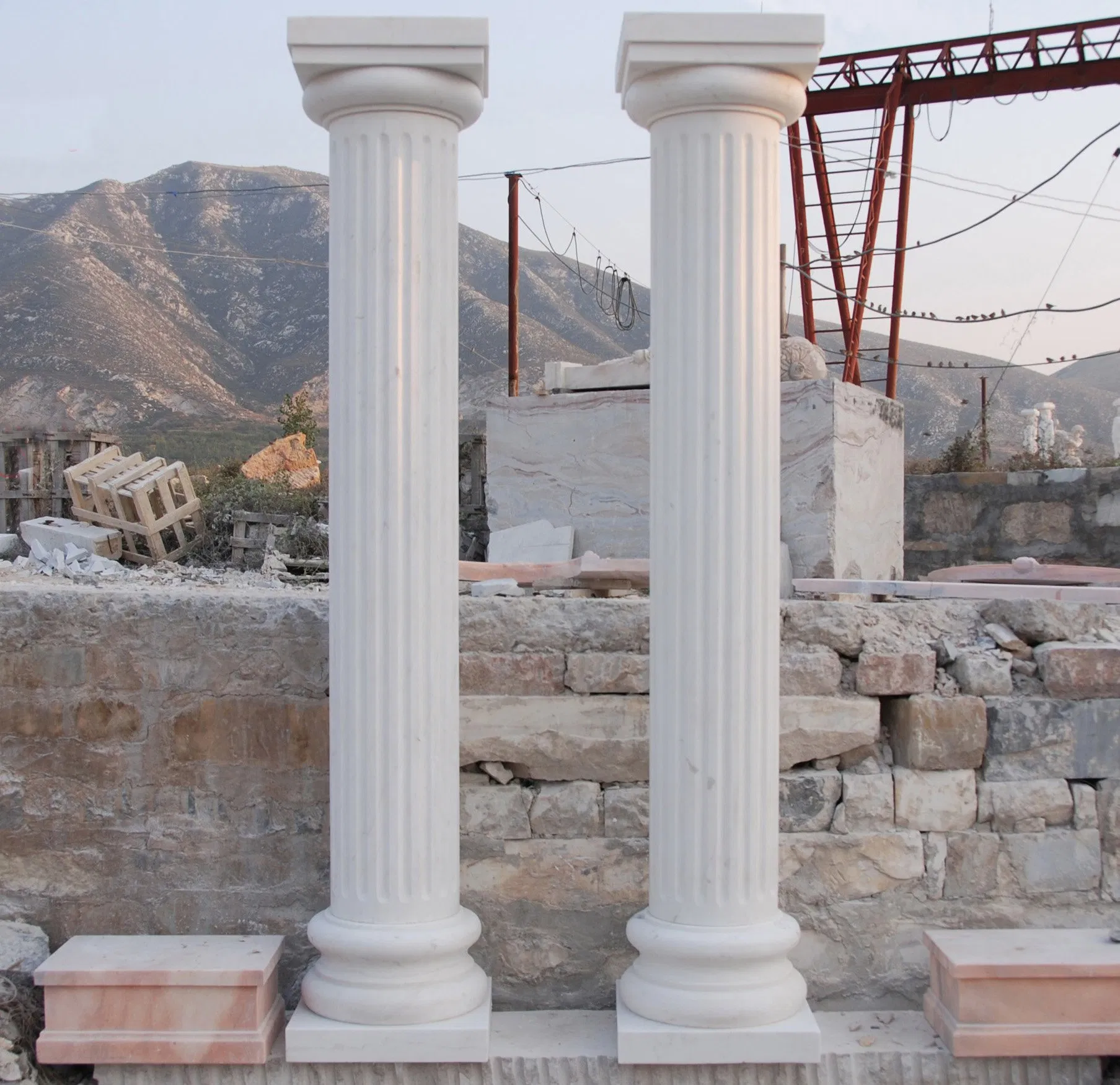 out Door Indoor Decorative Building Pillar Natural Stone Greek Column White Marble Roman Columns with Factory Price (SY-C013)