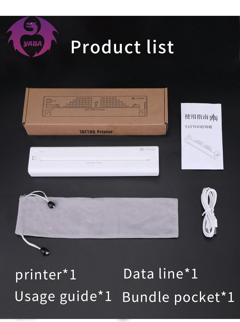 Yaba Rechargeable Tattoo Printer New Tattoo Transfer Machine, Compatible with Ios Phone/PC