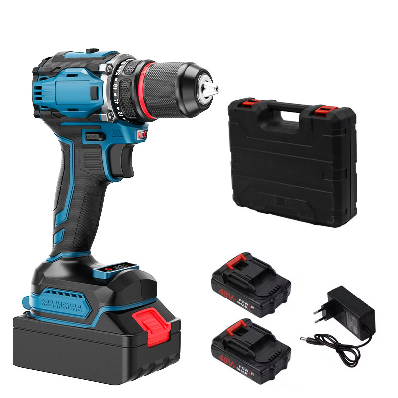 Factory 21V Portable Electric Cordless Brushless Drill Lithium Battery Power Tools Kit