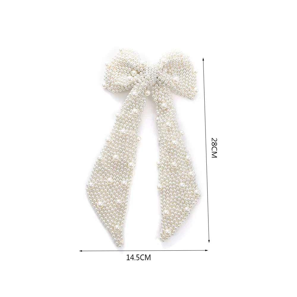 Fashion Handmade Girls Women's Hair Clip Accessories Pearl Bow Clips Modern European Alloy Hairpins