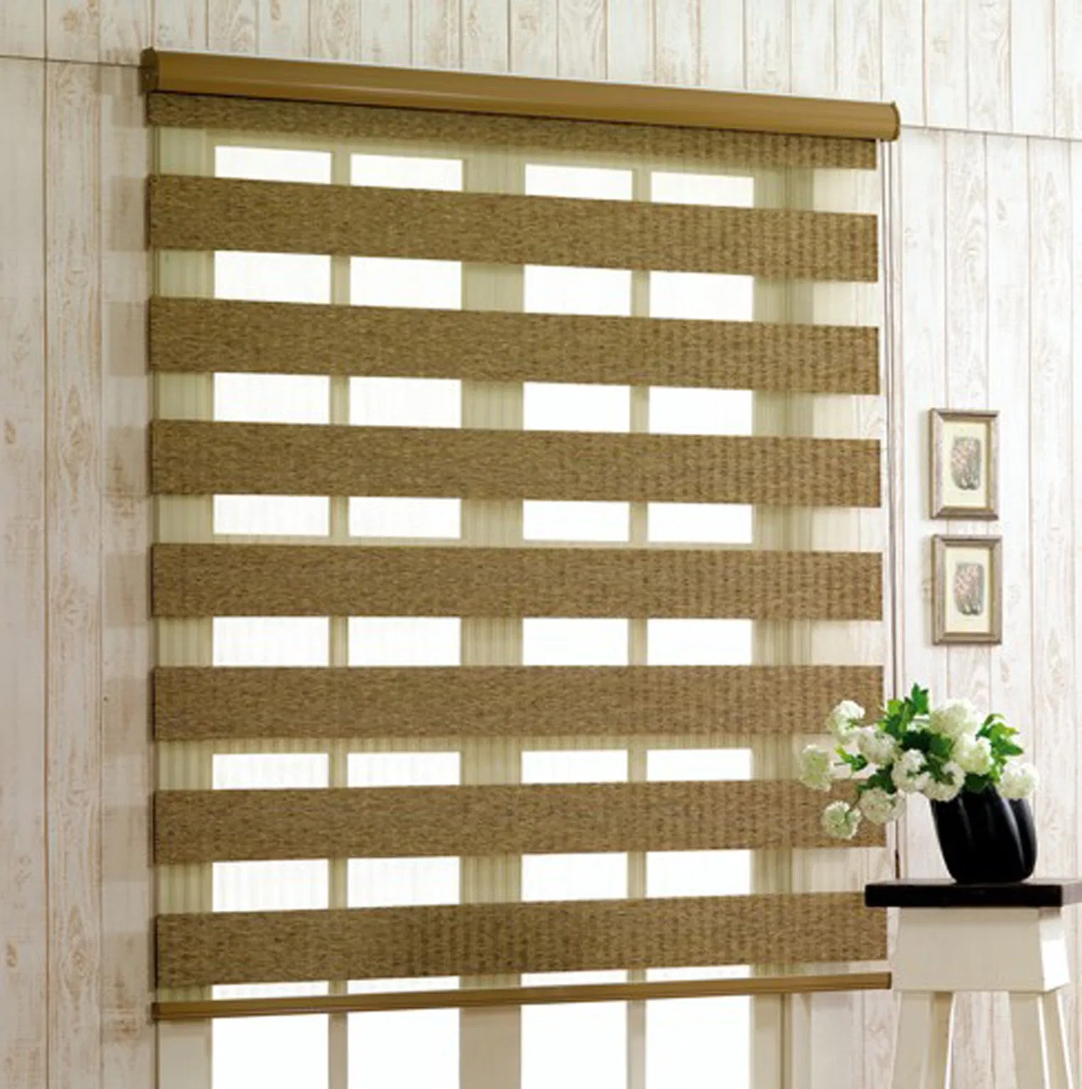 Zebra Blinds Korea Style Double Layers Blackout Manual Control Zebra Blind