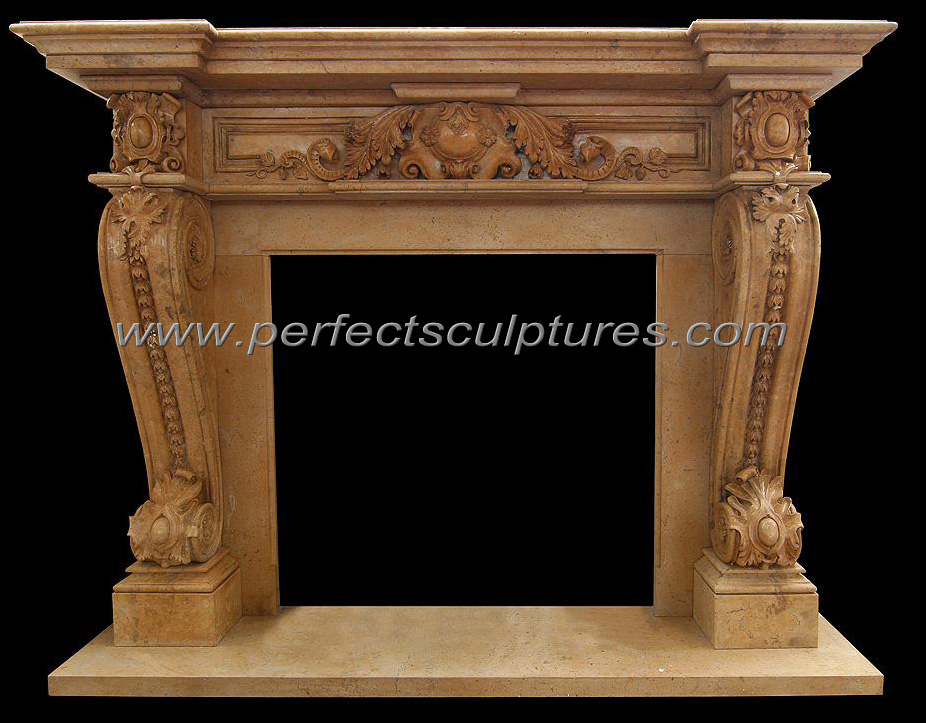Мраморный каминный портал в стиле рококо (QY-LS386)