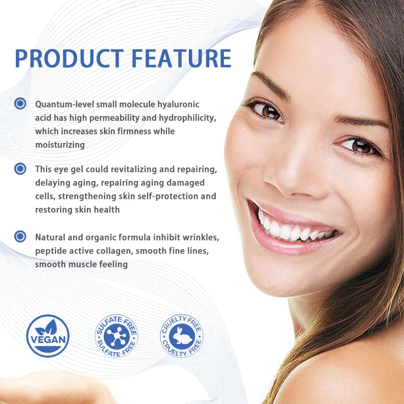 Vitamin Firming Wrinkles Fine Lines Dark Circles Eye Gel High Quality Peptide Eye Bags Removal Anti Aging Nourish Cream