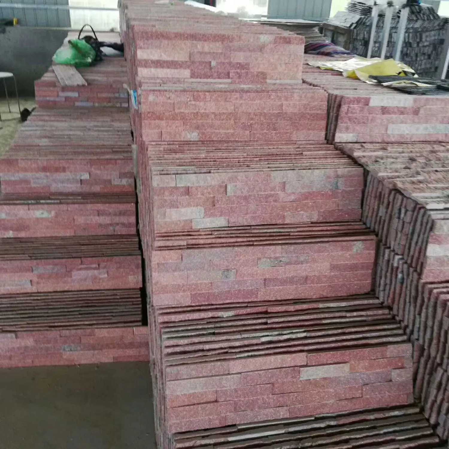 Pink Quartz Slate Veneer Stone Building Material for Outdoor Garden Stone Wall Cladding