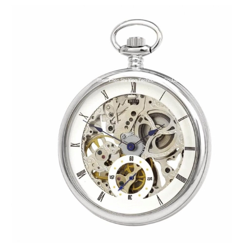 Best Men's Luxury Classic Skeleton Mechanical Double Hunter Pocket Watch with Chain