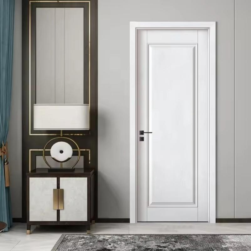 Bedroom Solid Wood Plastic WPC Door Panel Bathroom Interior Indoor Modern Door for Apartment Hotel