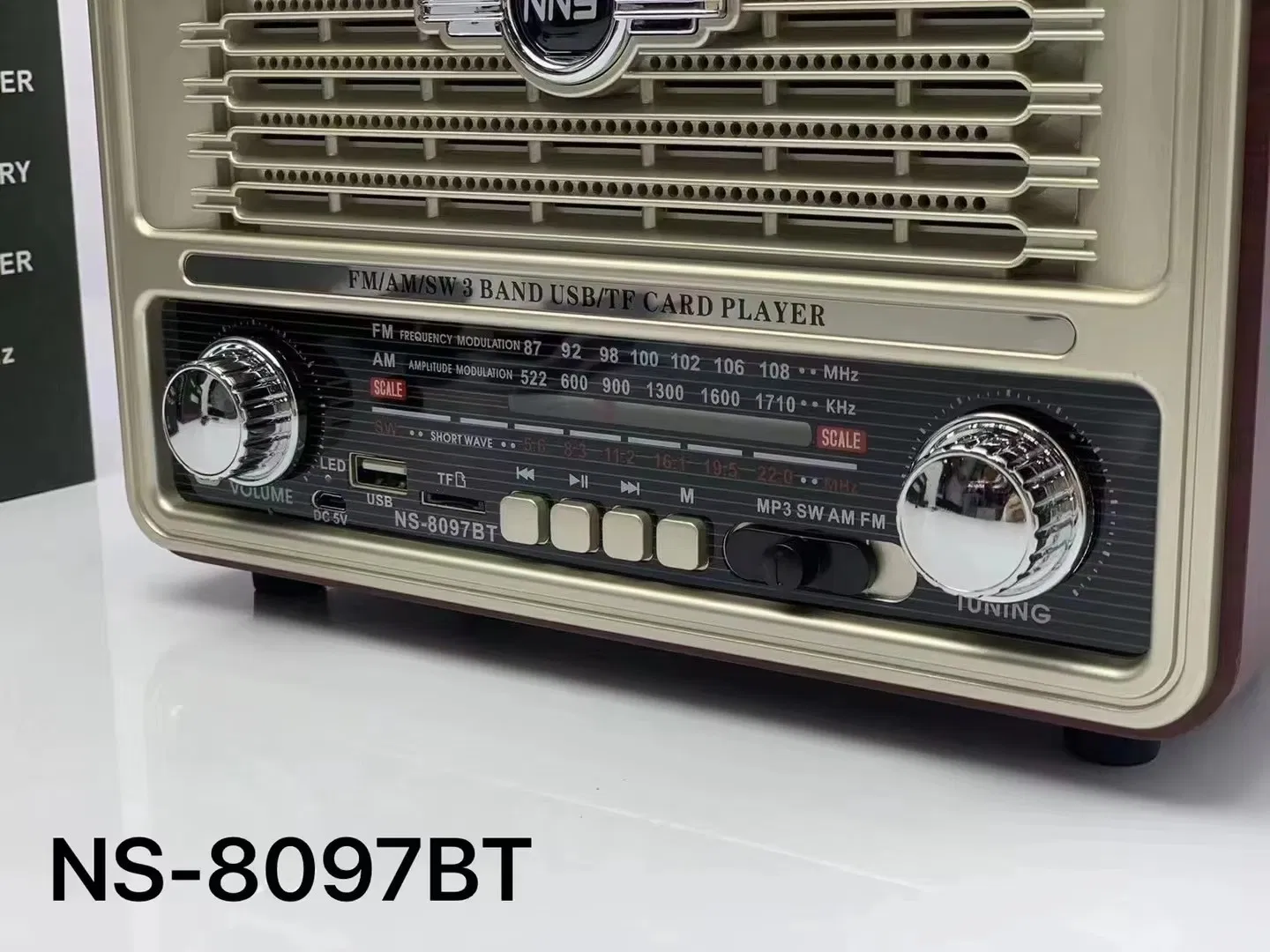 Ретро радио NS-8097BT с Bluetooth, деревянный корпус