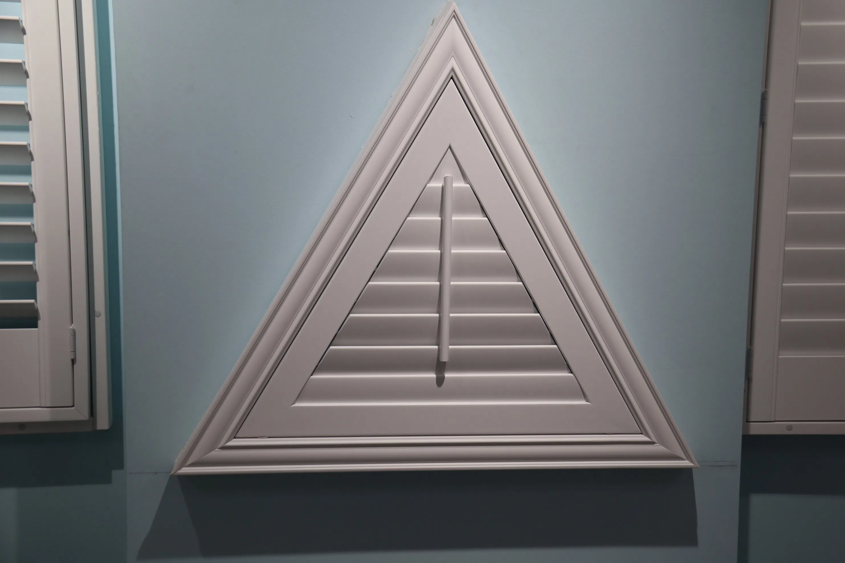 Custom-Crafted Rake Shutters Triangle Shape Plantation Shutters Single Triangular Shutter