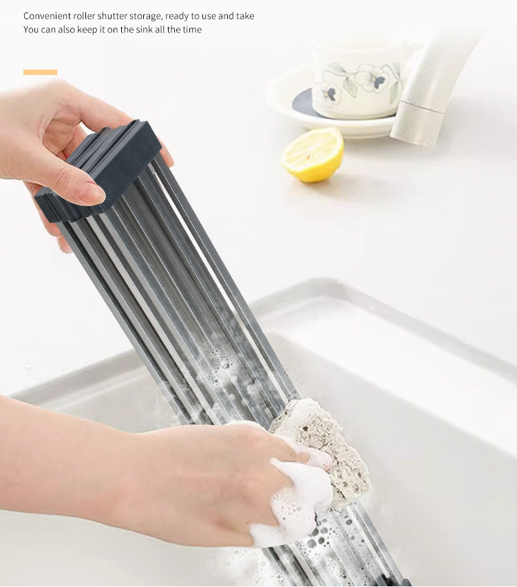 Stainless Steel Dish Drying Mat Foldable Design Strainer Dish Rack Easy for Storage Organizer