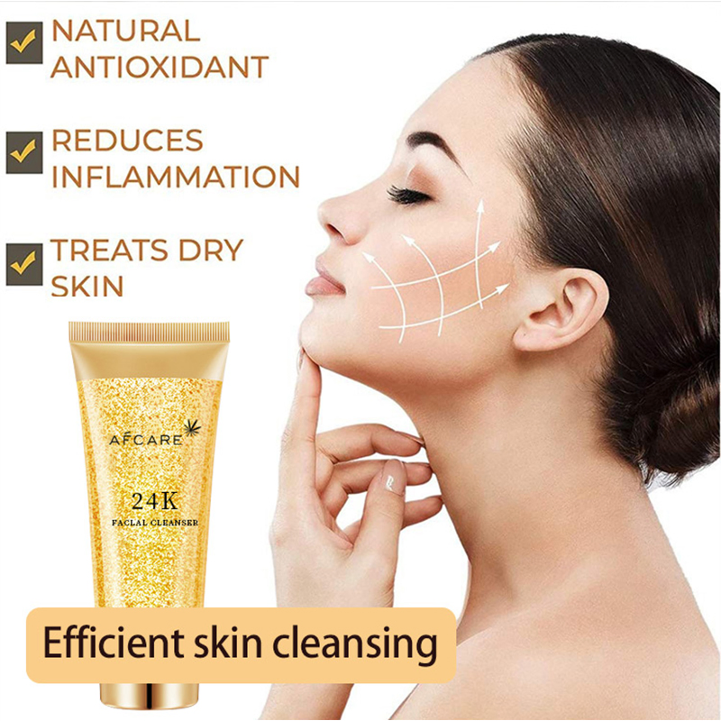 Private Label Moisturizing Amino Acid Deep Pore Cleaning Face Cleanser Whitening 24K Gold Face Wash
