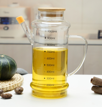 Glass Oil Pot with Scale No Oil Hanging Kitchen Household Sauce and Vinegar Bottle