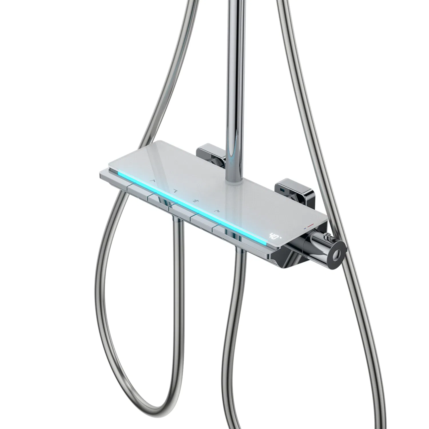 Tiktok Trend Piano Key Thermostatic Shower Set Rainfall LED Digital Display Bathroom Shower Mixer Set