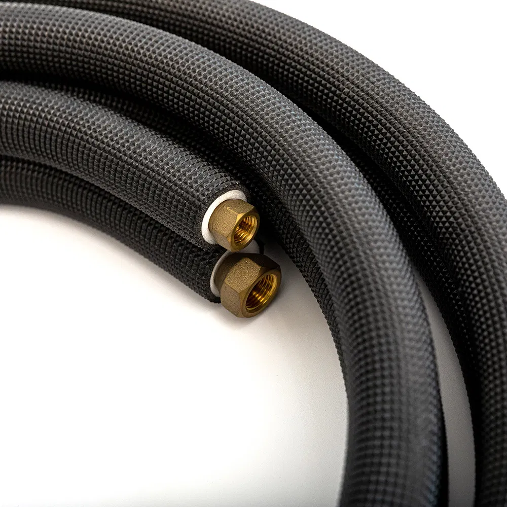 1/4-5/8 15FT Black PE Insulated Copper Tube Pipe Pair Coil for Air Conditioner