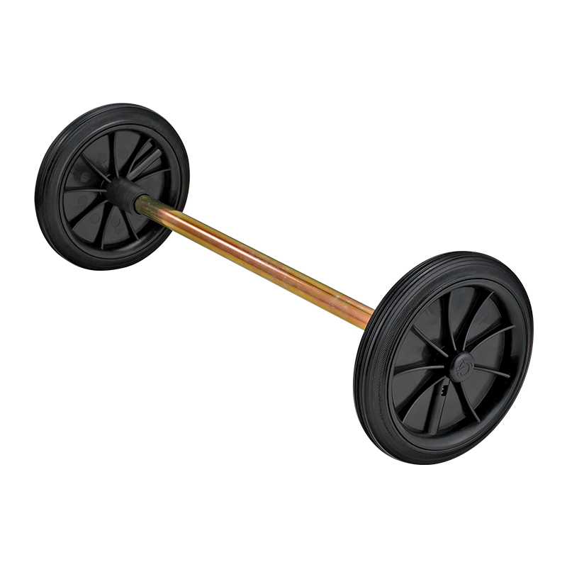 190mm Industrial Garbage Bin Wheels with Axle 555mm Stem Trash Bin Single Rubber Wheels