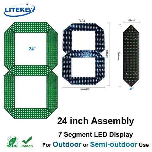 RoHS Approved 24 Inch Assembly 7 Segment LED Display with Waterproof for Outdoor or Semi-Outdoor Application