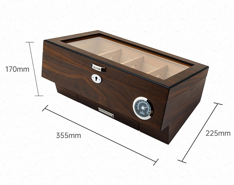 Large Capacity Lacquer Cedar Wood Collection Box with Glass Window