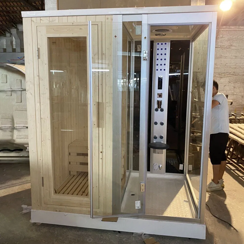 HS-Sr013 Mini 2 Person Dry Solid Wood Sauna Room Home Indoor Steam Sauna Room Personal Steam Shower Sauna Combo