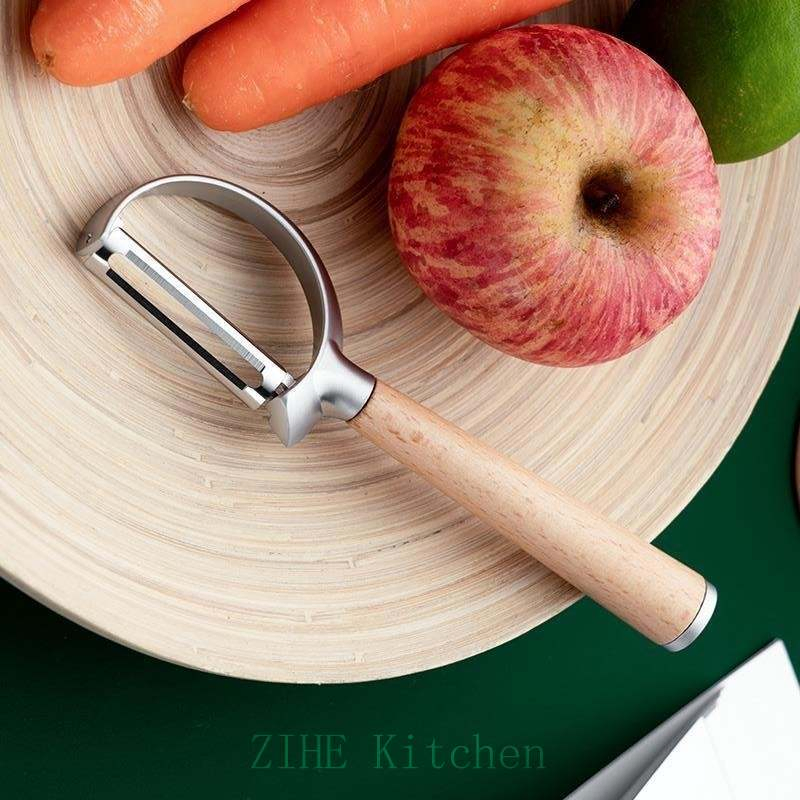 Kitchen Utensils Wooden Handle Fruit Peeler Zinc Alloy Vegetable Peeler