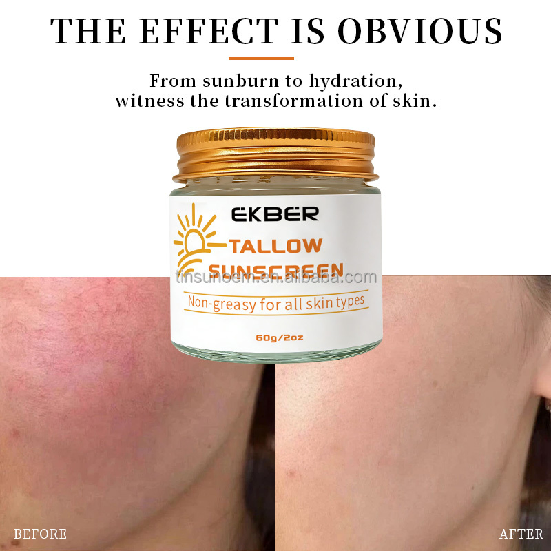 Sunblock Face Beauty Cosmetics Skin Care Products Makeup Grass Fed Beef Tallow Sunscreen Cream SPF 50