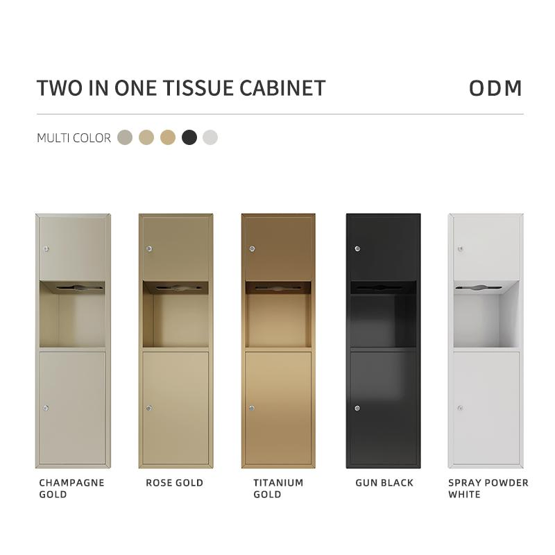 Настенный мусорный бак с диспенсером для бумаги из нержавеющей стали