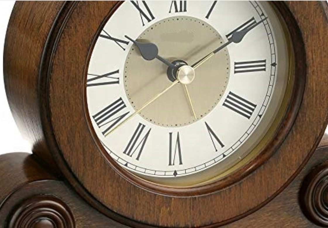 Vintage Style silent Desk and Table Alarm Clock Brown Alder Case