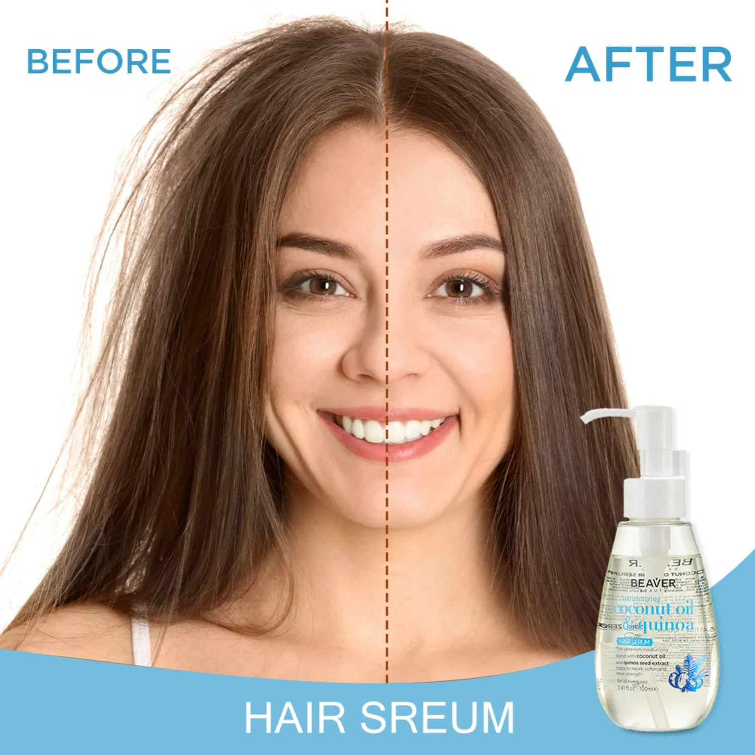 Beaver Coconut Oil & Quinoa Hair Serum Oil for Frizzy and Dry Hair