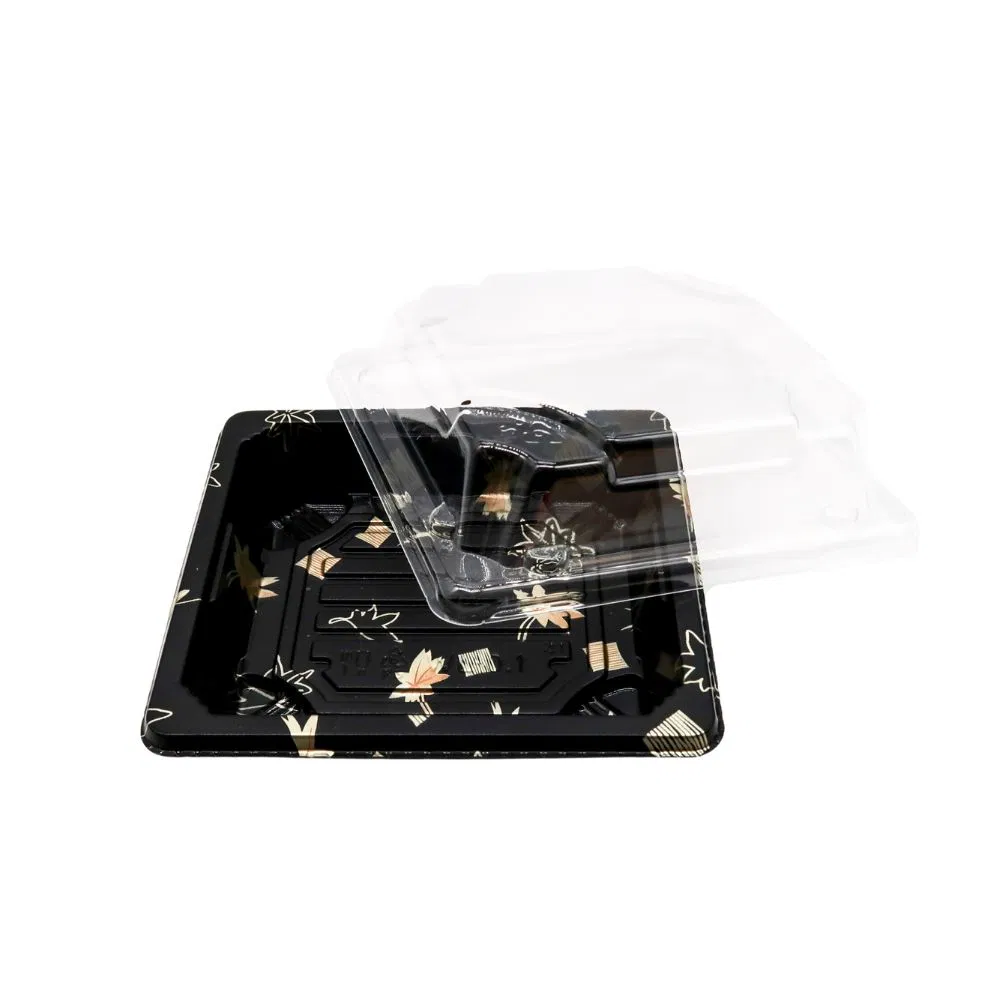 Factory Wholesale Custom Eco-Friendly Plastic Sushi Food Packing Disposable Snack Food Container Sqaure Sushi Tray
