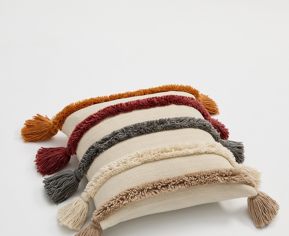 Nordic Cozy Outdoor Knitted Tassels Decorative Throw Pillow