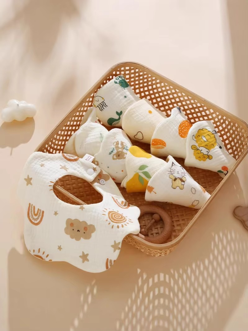 Saliva Wipes, Class a Baby Bibs, Pure Cotton Gauze, Soft and Adjustable, Wholesale Infant Products, Children's Bibs