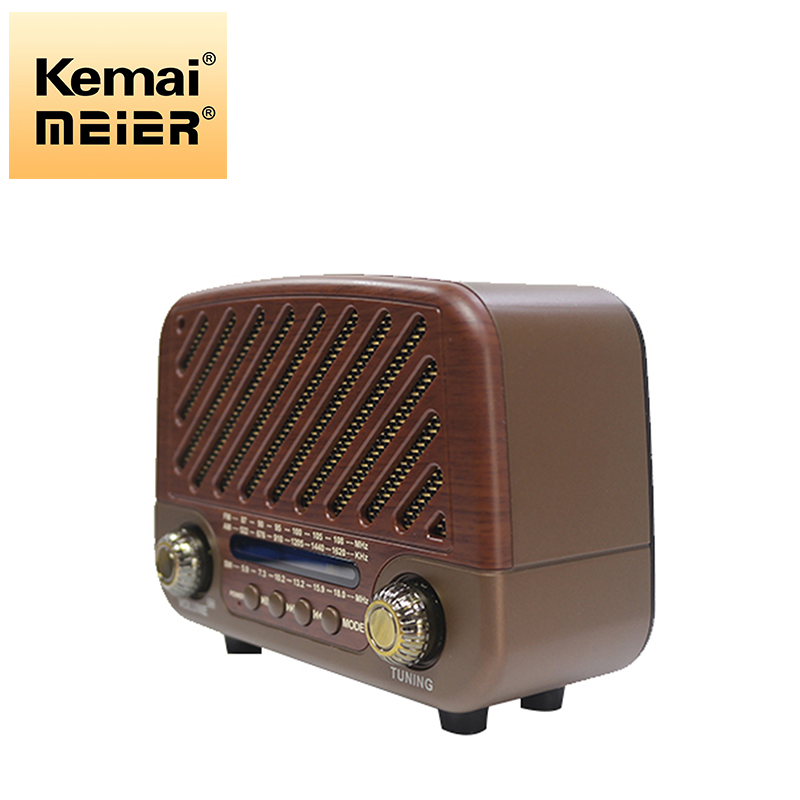 OEM Factory Hot Sale Retro FM/Am/Sw Portable Multiband Radio Built-in Speaker Bt/USB/TF Rechargeable AC/DC Home Radio