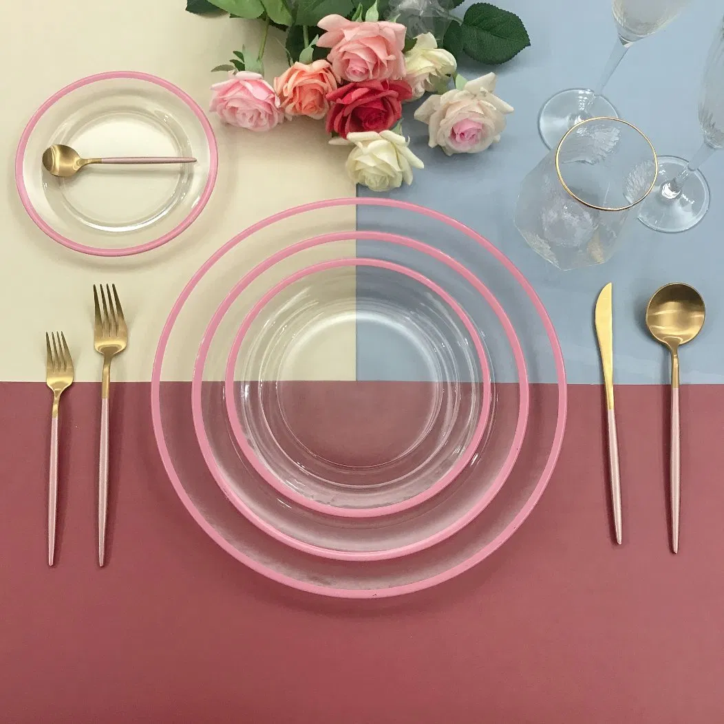 Paibee High Quality Glass Tableware Charger Plate Glass Plate Set for Wedding